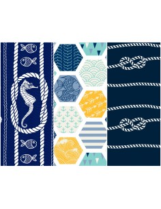 Heko Panels Stoff Panel Wasserdicht Mit 3 Mustern Canvas-Stoff Polyester Stoff Zum Nähen - Marine