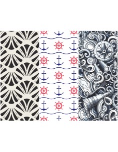 Heko Panels Stoff Panel Wasserdicht Mit 3 Mustern Canvas-Stoff Polyester Stoff Zum Nähen - Marine
