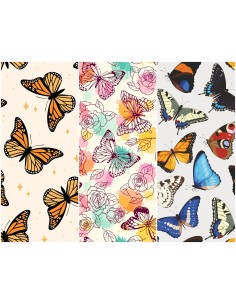Heko Panels Stoff Panel Wasserdicht Mit 3 Mustern Canvas-Stoff Polyester Stoff Zum Nähen - Schmetterlinge
