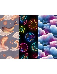 Heko Panels Stoff Panel Wasserdicht Mit 3 Mustern Canvas-Stoff Polyester Stoff Zum Nähen - Himmel