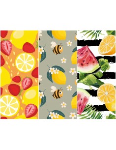 Heko Panels Stoff Panel Wasserdicht Mit 3 Mustern Canvas-Stoff Polyester Stoff Zum Nähen - Frucht