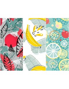 Heko Panels Stoff Panel Wasserdicht Mit 3 Mustern Canvas-Stoff Polyester Stoff Zum Nähen - Frucht