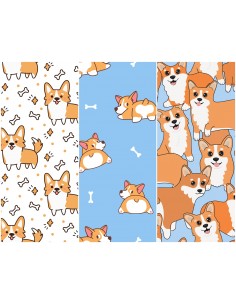 Heko Panels Stoff Panel Wasserdicht Mit 3 Mustern Canvas-Stoff Polyester Stoff Zum Nähen - Hunde