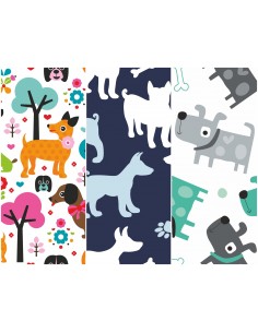 Heko Panels Stoff Panel Wasserdicht Mit 3 Mustern Canvas-Stoff Polyester Stoff Zum Nähen - Hunde