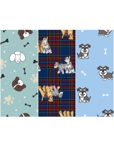 Heko Panels Stoff Panel Wasserdicht Mit 3 Mustern Canvas-Stoff Polyester Stoff Zum Nähen - Hunde