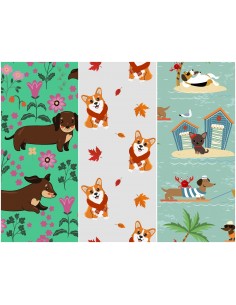 Heko Panels Stoff Panel Wasserdicht Mit 3 Mustern Canvas-Stoff Polyester Stoff Zum Nähen - Hunde