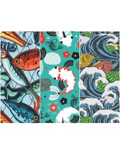 Heko Panels Stoff Panel Wasserdicht Mit 3 Mustern Canvas-Stoff Polyester Stoff Zum Nähen - Fisch