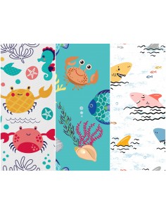 Heko Panels Stoff Panel Wasserdicht Mit 3 Mustern Canvas-Stoff Polyester Stoff Zum Nähen - Fisch