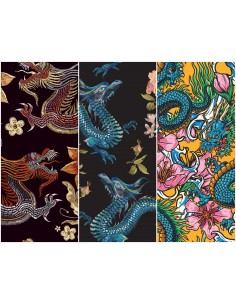 Heko Panels Stoff Panel Wasserdicht Mit 3 Mustern Canvas-Stoff Polyester Stoff Zum Nähen - Drachen