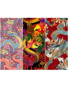 Heko Panels Stoff Panel Wasserdicht Mit 3 Mustern Canvas-Stoff Polyester Stoff Zum Nähen - Drachen