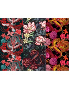 Heko Panels Stoff Panel Wasserdicht Mit 3 Mustern Canvas-Stoff Polyester Stoff Zum Nähen - Drachen