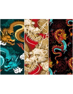 Heko Panels Stoff Panel Wasserdicht Mit 3 Mustern Canvas-Stoff Polyester Stoff Zum Nähen - Drachen