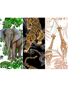 Heko Panels Stoff Panel Wasserdicht Mit 3 Mustern Canvas-Stoff Polyester Stoff Zum Nähen - Tiere