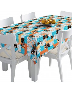Tischdecke Abwaschbar Tischtuch Gartentischdecke Fleckschutz Wasserabweisend Tafeldecke - Patches von Blumen, Punkten und Spitze