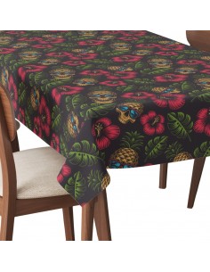 Tischdecke Abwaschbar Tischtuch Gartentischdecke Fleckschutz Wasserabweisend Tafeldecke - Schädel Ananas