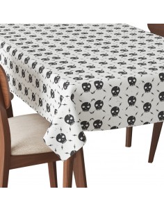 Tischdecke Abwaschbar Tischtuch Gartentischdecke Fleckschutz Wasserabweisend Tafeldecke - Schädel mit Blitz