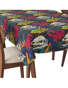 Tischdecke Abwaschbar Tischtuch Gartentischdecke Fleckschutz Wasserabweisend Tafeldecke - farbige Skelette