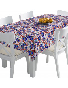 Tischdecke Abwaschbar Tischtuch Gartentischdecke Fleckschutz Wasserabweisend Tafeldecke - Türkisches Blumenmuster