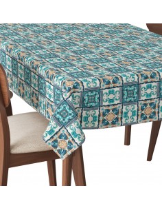 Tischdecke Abwaschbar Tischtuch Gartentischdecke Fleckschutz Wasserabweisend Tafeldecke - Portugiesisches Mosaik