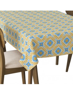 Tischdecke Abwaschbar Tischtuch Gartentischdecke Fleckschutz Wasserabweisend Tafeldecke - Keramikfliese mit Blumen