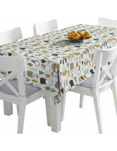 Tischdecke Abwaschbar Tischtuch Gartentischdecke Fleckschutz Wasserabweisend Tafeldecke - bemalte Eulen