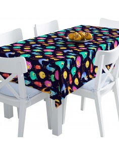 Tischdecke Abwaschbar Tischtuch Gartentischdecke Fleckschutz Wasserabweisend Tafeldecke - bunte Vögel