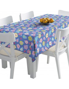Tischdecke Abwaschbar Tischtuch Gartentischdecke Fleckschutz Wasserabweisend Tafeldecke - Blumen und Marienkäfer