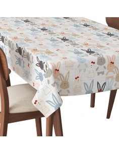 Tischdecke Abwaschbar Tischtuch Gartentischdecke Fleckschutz Wasserabweisend Tafeldecke - Baby-Kaninchen-Doodle