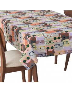 Tischdecke Abwaschbar Tischtuch Gartentischdecke Fleckschutz Wasserabweisend Tafeldecke - Tiere mit Brille