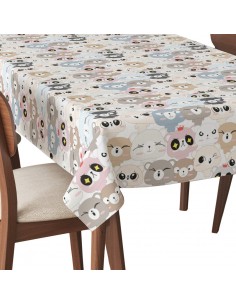 Tischdecke Abwaschbar Tischtuch Gartentischdecke Fleckschutz Wasserabweisend Tafeldecke - Doodle-Teddybären
