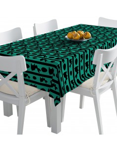 Tischdecke Abwaschbar Tischtuch Gartentischdecke Fleckschutz Wasserabweisend Tafeldecke - schwarze Hasen und Eier