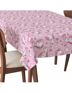 Tischdecke Abwaschbar Tischtuch Gartentischdecke Fleckschutz Wasserabweisend Tafeldecke - rosa Pony