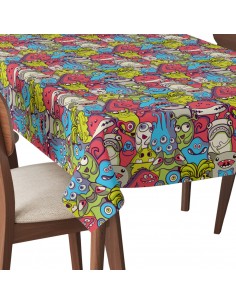 Tischdecke Abwaschbar Tischtuch Gartentischdecke Fleckschutz Wasserabweisend Tafeldecke - Aliens und Monster