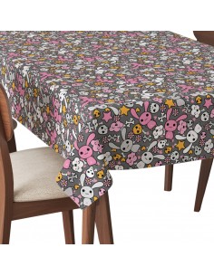 Tischdecke Abwaschbar Tischtuch Gartentischdecke Fleckschutz Wasserabweisend Tafeldecke - Hasen, Feen - kawaii