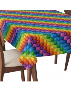 Tischdecke Abwaschbar Tischtuch Gartentischdecke Fleckschutz Wasserabweisend Tafeldecke - Regenbogenblöcke