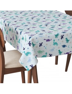 Tischdecke Abwaschbar Tischtuch Gartentischdecke Fleckschutz Wasserabweisend Tafeldecke - Dinosaurier und Sterne