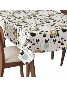 Tischdecke Abwaschbar Tischtuch Gartentischdecke Fleckschutz Wasserabweisend Tafeldecke - Wikinger - Skandinavien