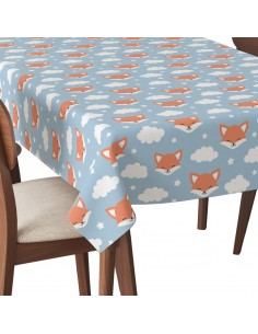 Tischdecke Abwaschbar Tischtuch Gartentischdecke Fleckschutz Wasserabweisend Tafeldecke - Fuchs und Wolken