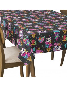 Tischdecke Abwaschbar Tischtuch Gartentischdecke Fleckschutz Wasserabweisend Tafeldecke - verschiedene Kawaii-Elemente
