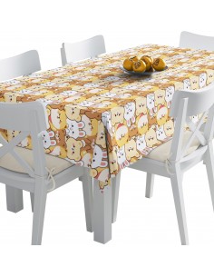 Tischdecke Abwaschbar Tischtuch Gartentischdecke Fleckschutz Wasserabweisend Tafeldecke - Bär Hase