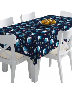 Tischdecke Abwaschbar Tischtuch Gartentischdecke Fleckschutz Wasserabweisend Tafeldecke - Hai mit Brille