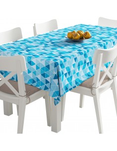 Tischdecke Abwaschbar Tischtuch Gartentischdecke Fleckschutz Wasserabweisend Tafeldecke - blaue Dreiecke
