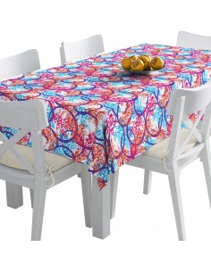 Tischdecke Abwaschbar Tischtuch Gartentischdecke Fleckschutz Wasserabweisend Tafeldecke - blaue Kreise