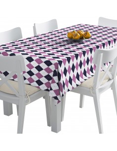 Tischdecke Abwaschbar Tischtuch Gartentischdecke Fleckschutz Wasserabweisend Tafeldecke - geometrisches Argyle-Muster
