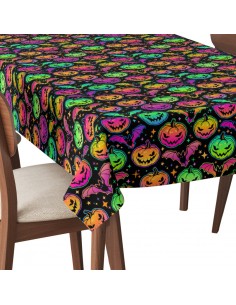 Tischdecke Abwaschbar Tischtuch Gartentischdecke Fleckschutz Wasserabweisend Tafeldecke - Halloween Kürbis Fledermaus