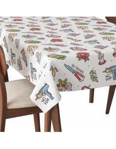 Tischdecke Abwaschbar Tischtuch Gartentischdecke Fleckschutz Wasserabweisend Tafeldecke - Old School Muster