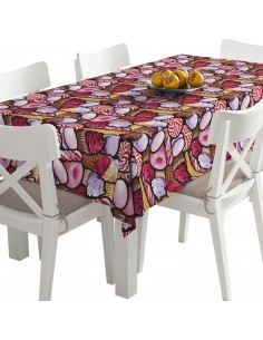 Tischdecke Abwaschbar Tischtuch Gartentischdecke Fleckschutz Wasserabweisend Tafeldecke - rosa Süßigkeiten