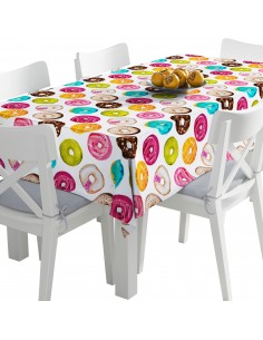 Tischdecke Abwaschbar Tischtuch Gartentischdecke Fleckschutz Wasserabweisend Tafeldecke - Donut
