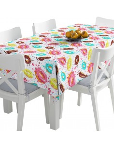 Tischdecke Abwaschbar Tischtuch Gartentischdecke Fleckschutz Wasserabweisend Tafeldecke - bunte Donuts