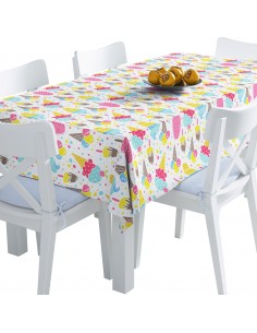Tischdecke Abwaschbar Tischtuch Gartentischdecke Fleckschutz Wasserabweisend Tafeldecke - Eiscreme
